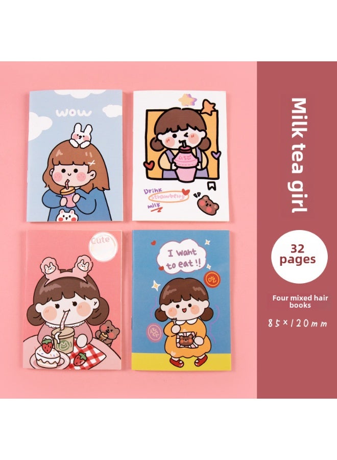 Cute Cartoon Portable Notebook, Student Journal, Single Pack (1 Random Style Out of 4), 8.5 x 12 cm